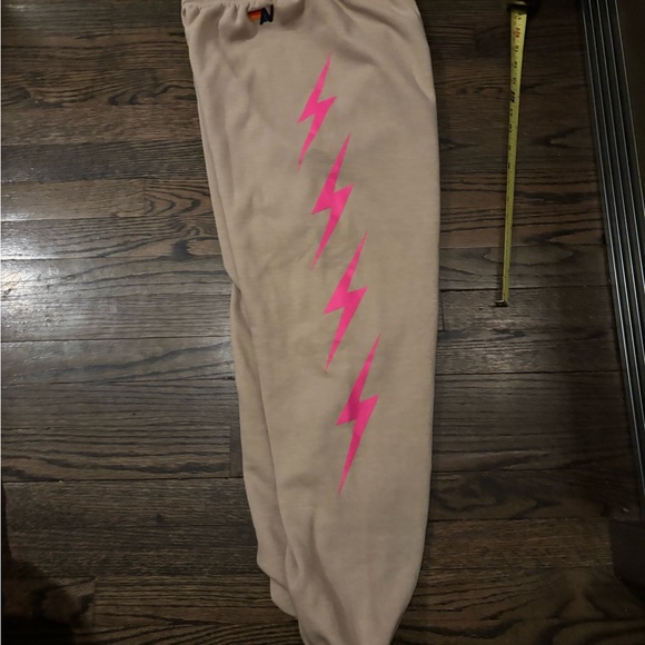 NWT Aviator Nation Pink Lightning Bolt Sweatpants Joggers - Picture 7 of 8